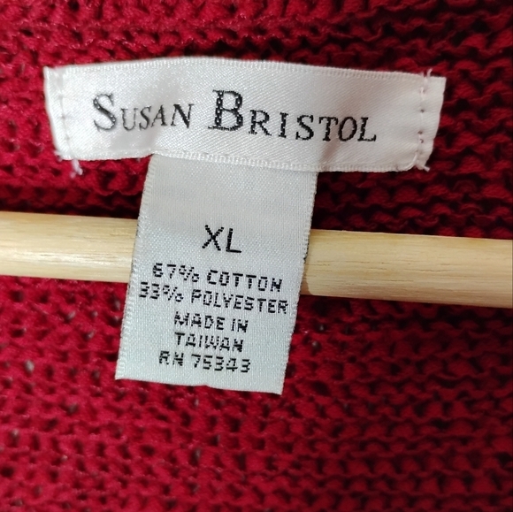 Susan Bristol Ribbon-Knit One-Button Cardigan | Feminine Layering Sweater  l XL - Picture 7 of 9